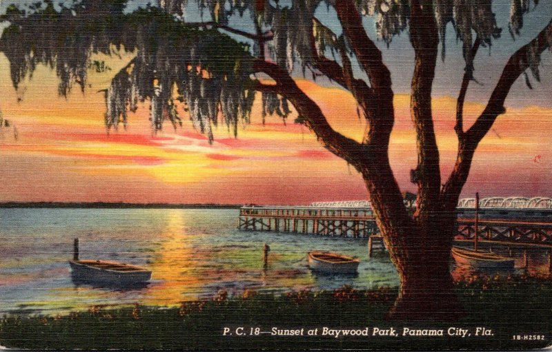 Florida Panama City Sunset At Baywood Park 1942