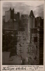 New York City Broadway South of Chambers 1908 Used Real Photo Postcard