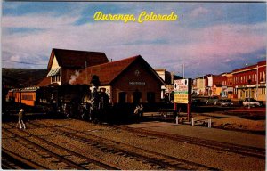 Postcard TRAIN STATION SCENE Durango Colorado CO AO1655
