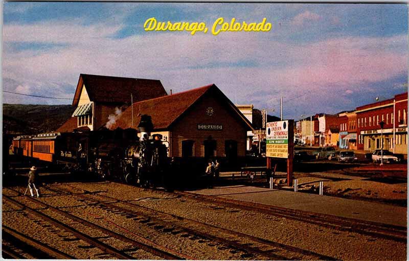 Postcard TRAIN STATION SCENE Durango Colorado CO AO1655