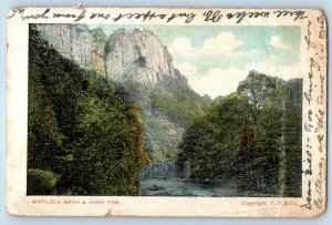 Derbyshire England Postcard Matlock Bath & High Tor. 1904 Posted Antique