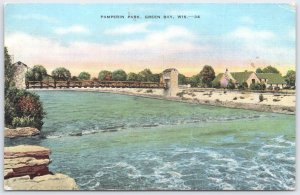Vintage Pamperin Park Green Bay Wisconsin Linen Postcard by E.C. Kropp