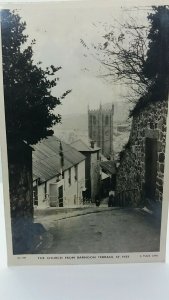 Vintage Rp Postcard Barnoon.Terrace & Church St Ives Cornwall Real Photo 1950s