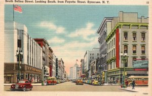 Vintage Postcard 1942 South Salina St Looking South From Fayette Syracuse NY