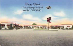 MAYO MOTEL Roswell, New Mexico Roadside 1950s Chrome Vintage Postcard