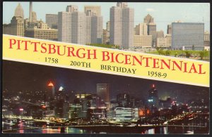 Pennsylvania PITTSBURGH Bicentennial 1758 200th Birthday 1958-9 - Chrome