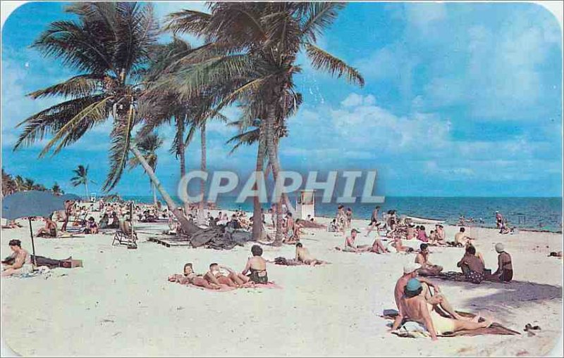 Old Postcard Crandon Park Beach A Dade County park system