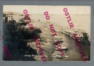 Clinton IOWA RPPC 1909 STEAMBOATS Steamboat MISSISSIPPI RIVER Landing Steamers