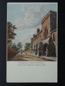 Hampshire WINCHESTER COLLEGE ENTRANCE WITH WARDEN'S HOUSE 1816 Old Postcard