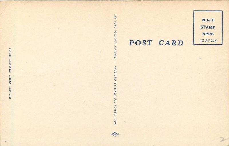 Linen Postcard; Art Deco Building Worsham Post 40 American Legion Henderson KY