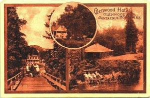 Sepia Multi View Glenwood Hotel Santa Cruz County Glenwood CA 1913 Postcard D4