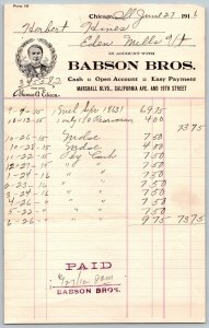 1916  Chicago  Illinois  Babson Bros  Receipt   8 x 5