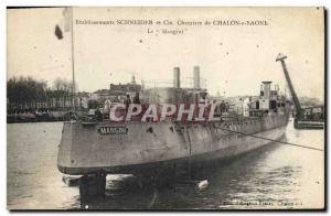 Postcard Old Boat Etablissements Schneider & Cie Building Chalon sur Saone Th...