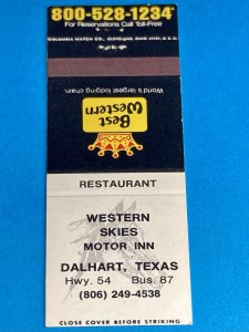 Vintage Matchbook Best Western WESTERN SKIES MOTOR INN DALHART, TEXAS MB159