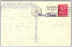 St. Louis Missouri 1954 Postcard Masonic Temple