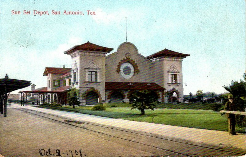 San Antonio, Texas - The Sun Set Depot (Sunset) Train Station - in 1908