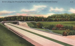 Vintage Postcard 1930's Along Pennsylvania Turnpike Through Cumberland County PA