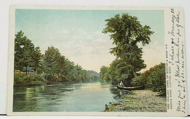 MA New England Views on Boston & Maine RR Nashua River Clinton 1906 Postcard I13