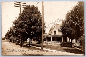 K49/ Grand Ledge Michigan RPPC Postcard c1910 Jefferson Ave Homes 210