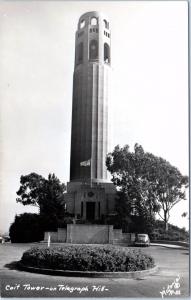 RPPC  SAN FRANCISCO, CA California  COIT TOWER Telegraph Hill c40s Car  Postcard