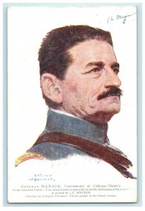 c1910's General Mangin Commander At Chateau Thierry Portrait JF Bouchor Postcard 