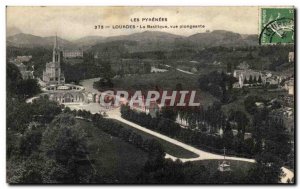 Old Postcard The Pyrenees Lourdes Basilica View Sinking