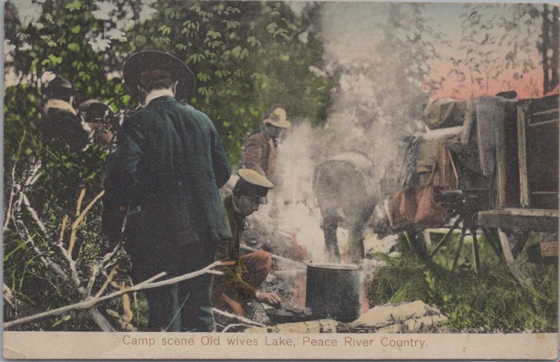 Postcard Camp Scene Old Wives Lake Peace River Country Alberta Canada