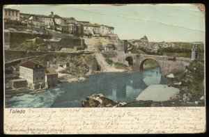 Puente de Alcantara, Toledo, Spain. Undivided back pc mailed to US from Seville