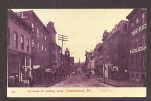 CUMBERLAND MARYLAND DOWNTOWN SAILSBURY STREET SCENE VINTAGE POSTCARD