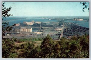 Grain Elevator & Coal Dock, Duluth, Minnesota, Vintage 1957 Aerial View Postcard