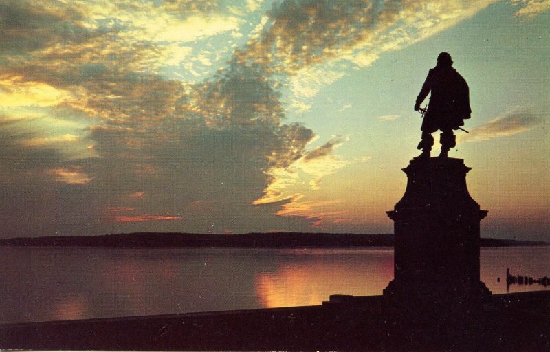 VA - Jamestown. Capt. John Smith Statue at Sunset