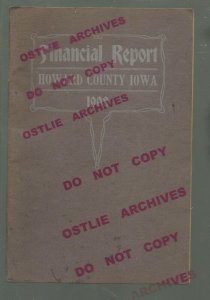 Cresco HOWARD COUNTY IOWA 1908 Book Booklet FINANCIAL REPORT