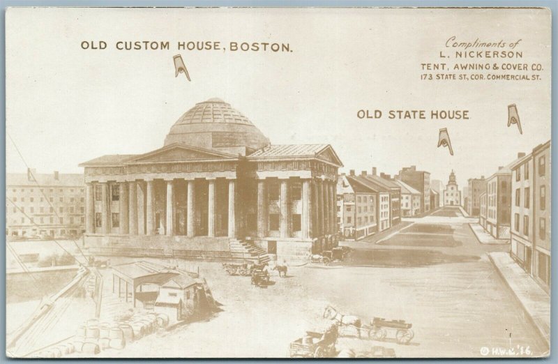 BOSTON MA VINTAGE PHOTOMONTAGE REAL PHOTO ADVERTISING POSTCARD RPPC