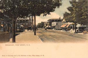 West Derry New Hampshire Broadway Street Scene Antique Postcard K11093