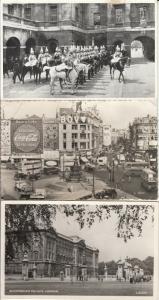 Lot UK 3 photo postcards LONDON royal horse guards Piccadilly Circus Buckingham