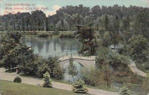 Illinois Peoria Lake And Bridge To Rose Island Glen Oak Park 1915