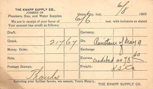 The Knapp supply company Union City, Indiana, USA Postal Cards, Late 1800's P...