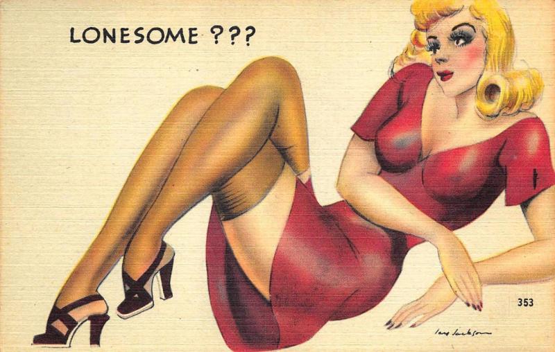 Lonesome Artist Jay Jackson Glamour Girls linen Postcard