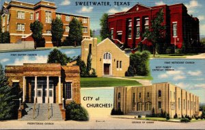 Texas Sweetwater City Of Churches Multi View Curteich