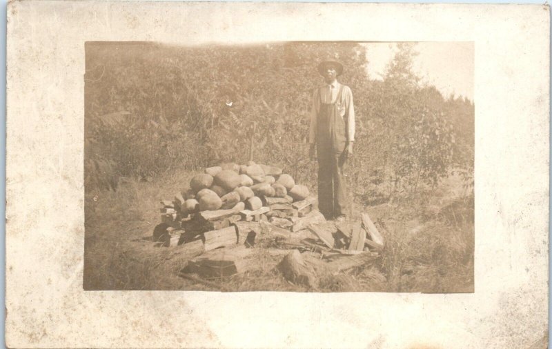 1910s Black Americana Anonymous Man Farmer RPPC Real Photo Postcard