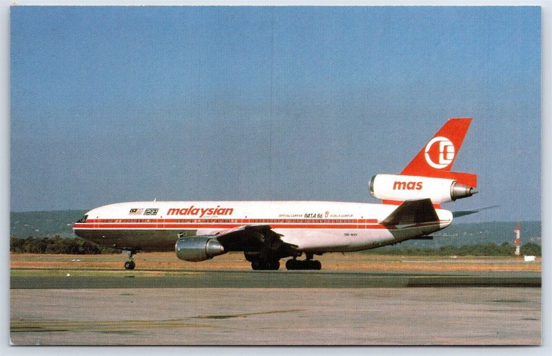 Airplane Postcard Malaysian Airline System Douglas DC-10-30 9M-MAV FE1