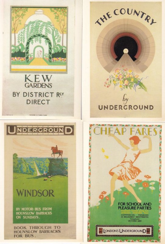 Kew Gardens Windsor Cheap Fares On London Underground 4x Poster Postcard s