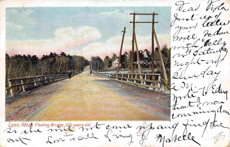 Floating Bridge Lynn Massachusetts 1907 postcard