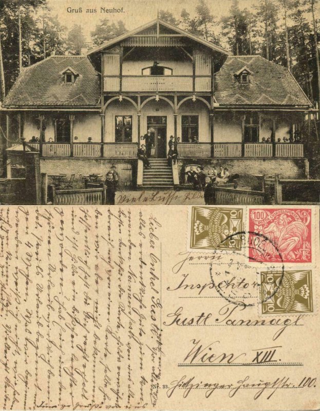 czech germany, NEUHOF, NOVÉ DVORCE, Unknown Building (1920s) Postcard