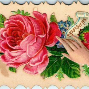 c1880s Violeta Moummert Victorian Calling Card Die Cut Hand Trade Remember C29