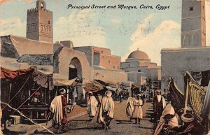 Principal Street and Mosque Cairo Egypt, Egypte, Africa 1911 
