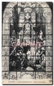 Postcard Old Rennes Saint Sauveur Church Stained Portal