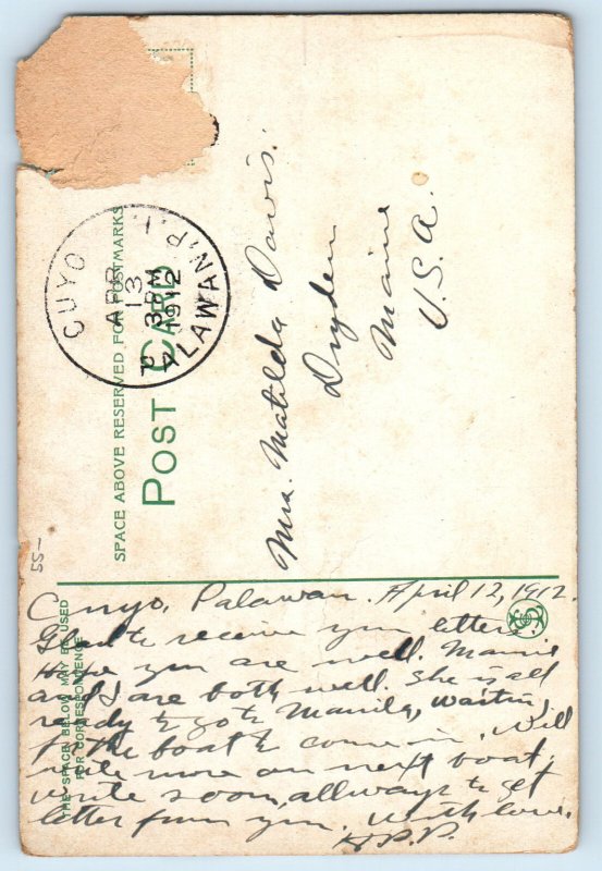 Philippines Postcard River in Quinta Market Manila 1912 Cuyo Palawan PI