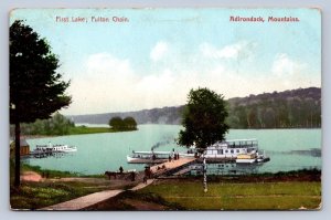 J91/ First Lake Fulton Chain New York Postcard c1910 Adirondacks Boats 280