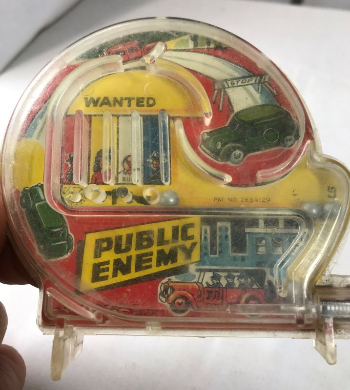 Vintage Marx Colorful Public Enemy Old Car Chase Scene Pinball Machine Mini Game